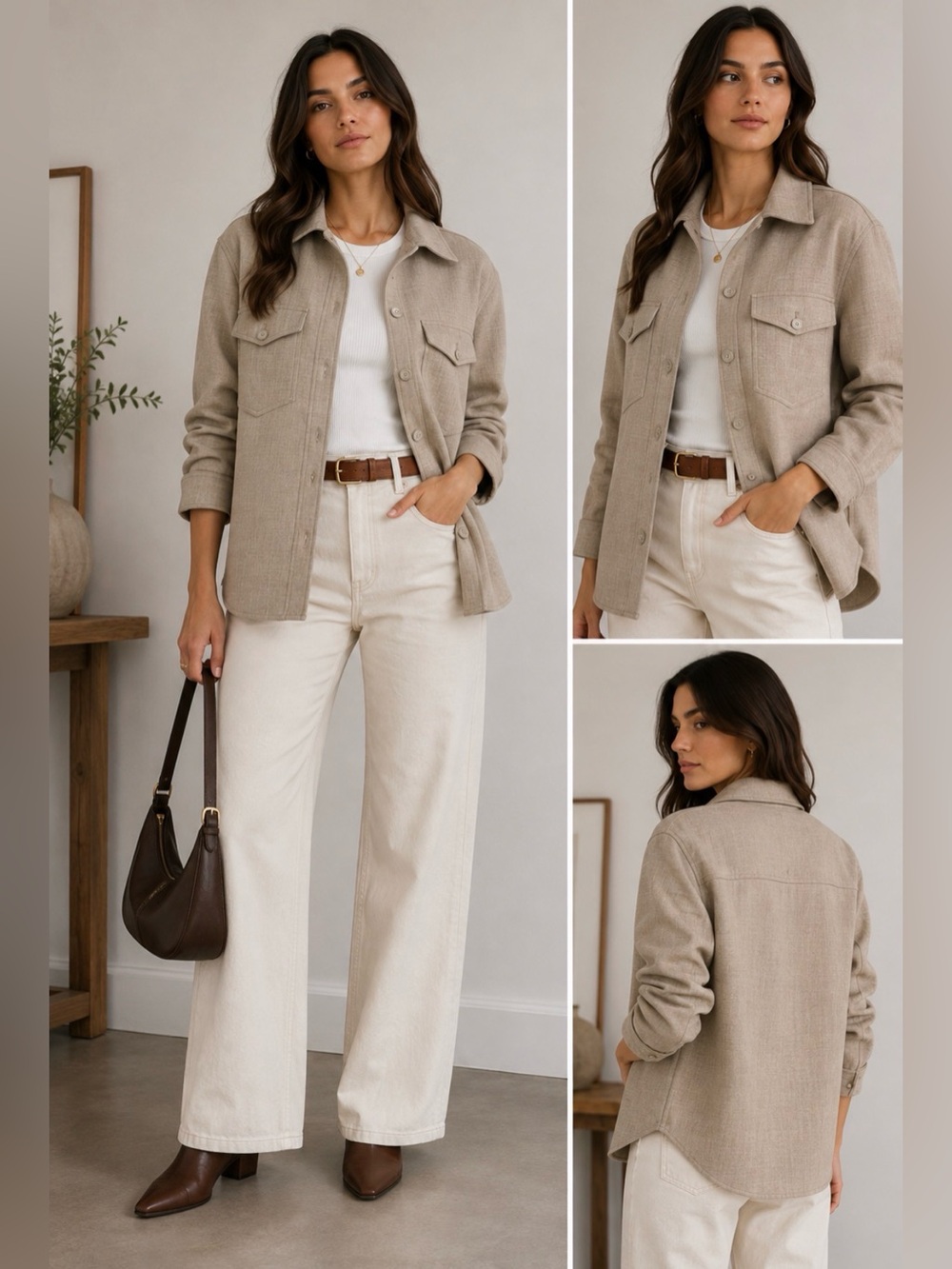 Aritzia Wilfred The Ganna Beige Shirt Jacket Shacket XS